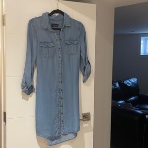 Denim like long dress that is super cute to go out in!